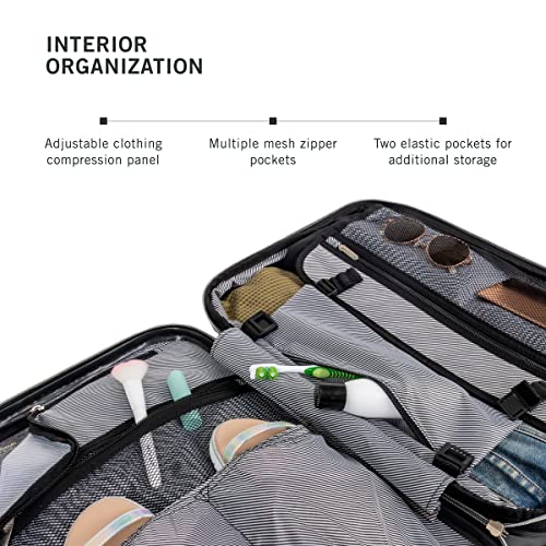 Kenneth Cole REACTION Diamond Tower Collection Lightweight Hardside Expandable 8-Wheel Spinner Travel Luggage, Black, 2-Piece Bundle (Carry On + Backpack) - color: Black, size: 2-Piece Bundle (Carry On + Backpack)