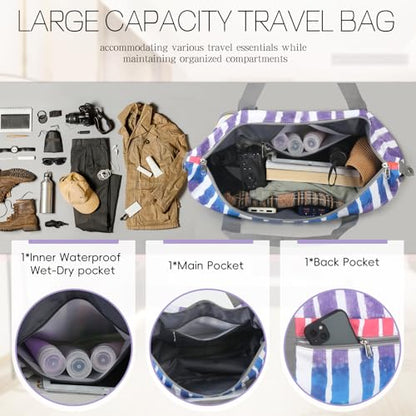 VOOWO Rolling Duffel Bag - Foldable Expandable Duffle With Wheels for Travel, Luggage Carry On, Large Backpack Weekend Bag for Men Women (Rainbow) - color: Rainbow