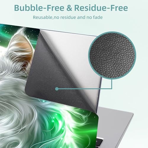 Universal Laptop Skin Decal, 3-Piece Vinyl Protector for 12 13 14 15.6" Notebook, Waterproof Anti-Scratch, Easy Trim & Bubble-Free Finish, Cat with Green Eyes - color: Cat with Green Eyes