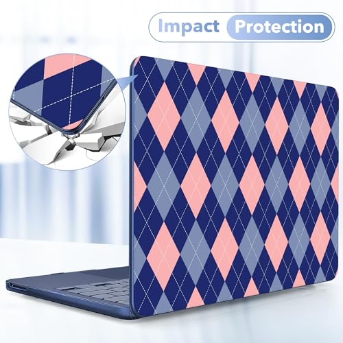 May Chen for MacBook Neo Case 13 inch 2026 | 100% Match Official Color | Pattern Printing, Anti-Crack & Scratch & Fingerprint | Protective Hard Shell Cases Laptop Model A3404 - Argyle Pattern - color: Argyle pattern