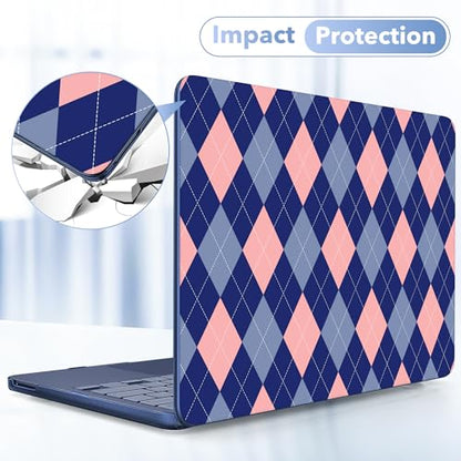 May Chen for MacBook Neo Case 13 inch 2026 | 100% Match Official Color | Pattern Printing, Anti-Crack & Scratch & Fingerprint | Protective Hard Shell Cases Laptop Model A3404 - Argyle Pattern - color: Argyle pattern