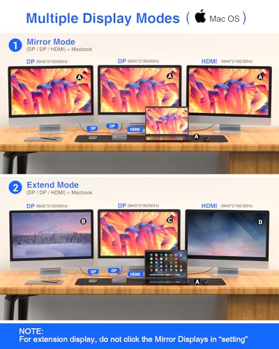 Tiergrade Upgraded Universal USB-C 4K Triple Display Docking Station with Charging Support for MacBook Pro & Windows Type C Systems (2 4K DP, HDMI, 6 USB Ports, 60W USB PD),Extended Display for macOS - size: Triple Display-4K-60W