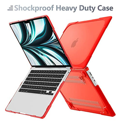 Batianda Foldable Stand Heavy Duty Case for MacBook Air 13.6 inch, Red | Fits M5 M4 M3 M2 Chip 2026-2022 Model, Ergonomic Stand Holds 22 lbs, Shockproof Bumper, with Keyboard Cover Screen Protector - color: Red-1