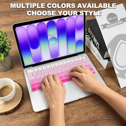 Allinside Keyboard Cover for 2026 MacBook Neo 13-inch A3404 (A18 Pro) & MacBook Air 13"/15" and MacBook Pro 14"/16" (M5 Chip), Premium Silicone Keyboard Protector Skin, US ANSI Layout, Ombre Hot Pink - color: Ombre Hot Pink