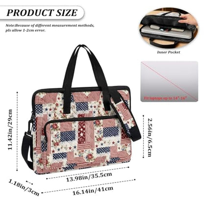 Laptop Sleeve, Laptop Cover with Adjustable Strap Computer Bag Tablet Notebook Sleeves Handbag Messenger Briefcase - color: American Flag Design
