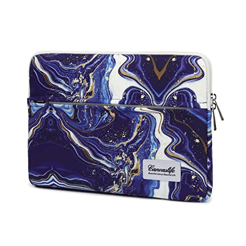 Canvaslife Blue Marble Pattern 13 inch Canvas Laptop Sleeve with Pocket 13 inch 13.3 inch Laptop case 13.1 case - color: Blue Marble, size: 13 inch/13.3 inch