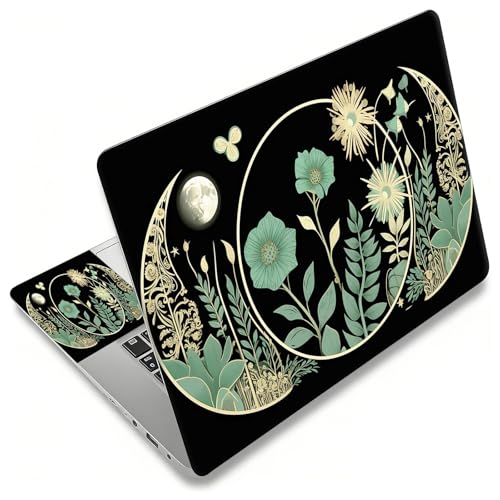 Laptop Skin Sticker Decal, Universal Reusable Vinyl Laptop Cover for 12" 13" 13.3" 14" 15" 15.4" 15.6" Notebook PC, Reusable Waterproof Scratch-Resistant with 2 Wrist Pads,Art Black Wildflower - color: Art Black Wildflower