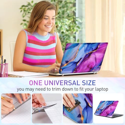 12.1-15.6 Inch Laptop Skin Decal, Universal Reusable Vinyl Laptop Cover Sticker, Waterproof Art Decal Protector in Colorful Marble - color: Colorful Marble