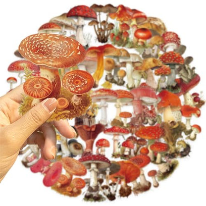 Clear Mushroom Stickers,50PCS Cute Mushroom Scrapbook Stickers for Journaling, Junk Journal, Water Bottles, Phone Cases, Laptops, Waterproof Transparent Scrapbook Supplies(colourful-B10) - color: Colourful-b10