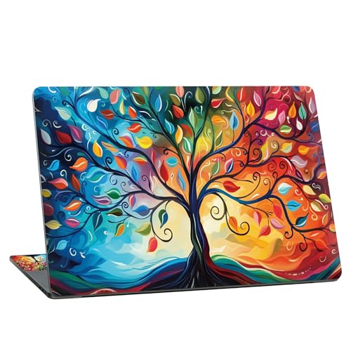 Universal Laptop Skin Sticker with 2 Wrist Pad Skins, Waterproof Scratch Resistant Vinyl Laptop Cover Decal, Cut to Fit for 11–15.6 Inch MacBook HP Dell Lenovo, Elegant Colorful Tree - color: Elegant Colorful Tree