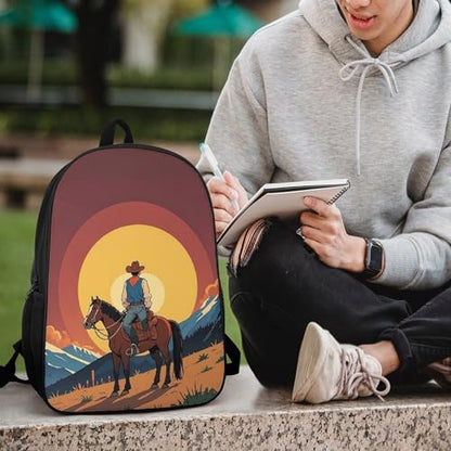 West Cowboy Business Laptop Backpack for Women Men 17 Inch Carry on Backpack Waterproof Black Bookbag Fashion Lightweight Backpacks for Travel Hiking Camping Casual Daypack Backpacks