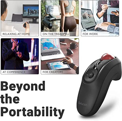 ELECOM Relacon Handheld Trackball Mouse, Thumb Control, 2.4GHz Wireless, Ergonomic Design, 10-Button Function with Smooth Tracking, Windows11, MacOS (M-RT1DRBK) - style: 2.4GHz