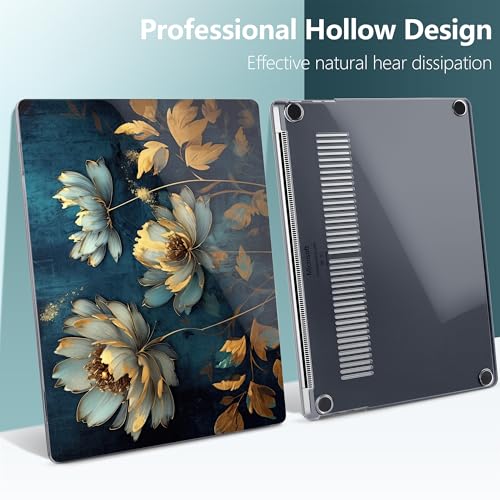 Batianda Case for Microsoft Surface Laptop 13 inch 2025 2026, Blooming Gold | Fits Model 2095, Artistic Patterns Ultra-Slim Lightweight Scratch-Resistant Hard Shell with Professional Protection - color: Blooming gold
