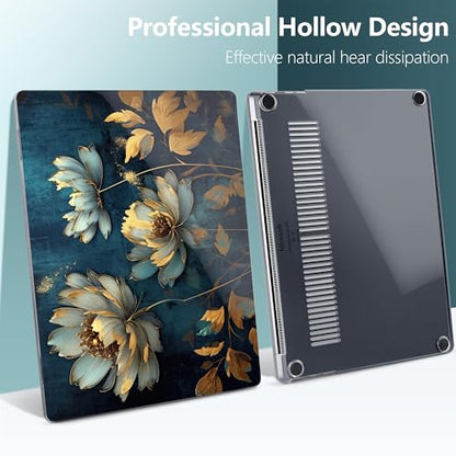 Batianda Case for Microsoft Surface Laptop 13 inch 2025 2026, Blooming Gold | Fits Model 2095, Artistic Patterns Ultra-Slim Lightweight Scratch-Resistant Hard Shell with Professional Protection - color: Blooming gold