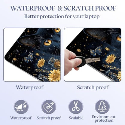 Universal Laptop Skin Sticker Decal,15.6 Inch Laptop Vinyl Cover for 13" 14" 15.6" Laptop,Scratch-Resistant Waterproof Protector Wrap,Reusable with Wrist Pads,Mystical Black Cat Apothecary - color: Mystical Black Cat Apothecary