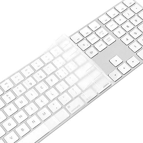 ProElife Keyboard Cover Skin for 2023-2021 Magic Keyboard with Touch ID and Numeric Keypad Model-A2520 U.S Enter Protector 0.12-mm TPU Protector (3 Keys ON The Left of The Space BAR) (Clear) | Clear, Non-interference Design for ID Key, Dust-proof, TPU Pro