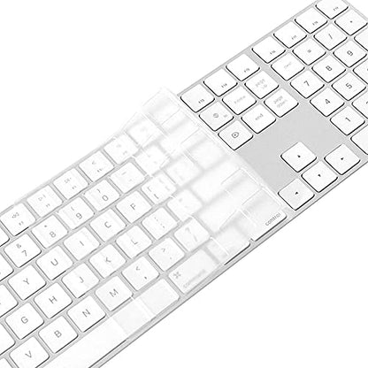 ProElife Keyboard Cover Skin for 2023-2021 Magic Keyboard with Touch ID and Numeric Keypad Model-A2520 U.S Enter Protector 0.12-mm TPU Protector (3 Keys ON The Left of The Space BAR) (Clear) | Clear, Non-interference Design for ID Key, Dust-proof, TPU Pro