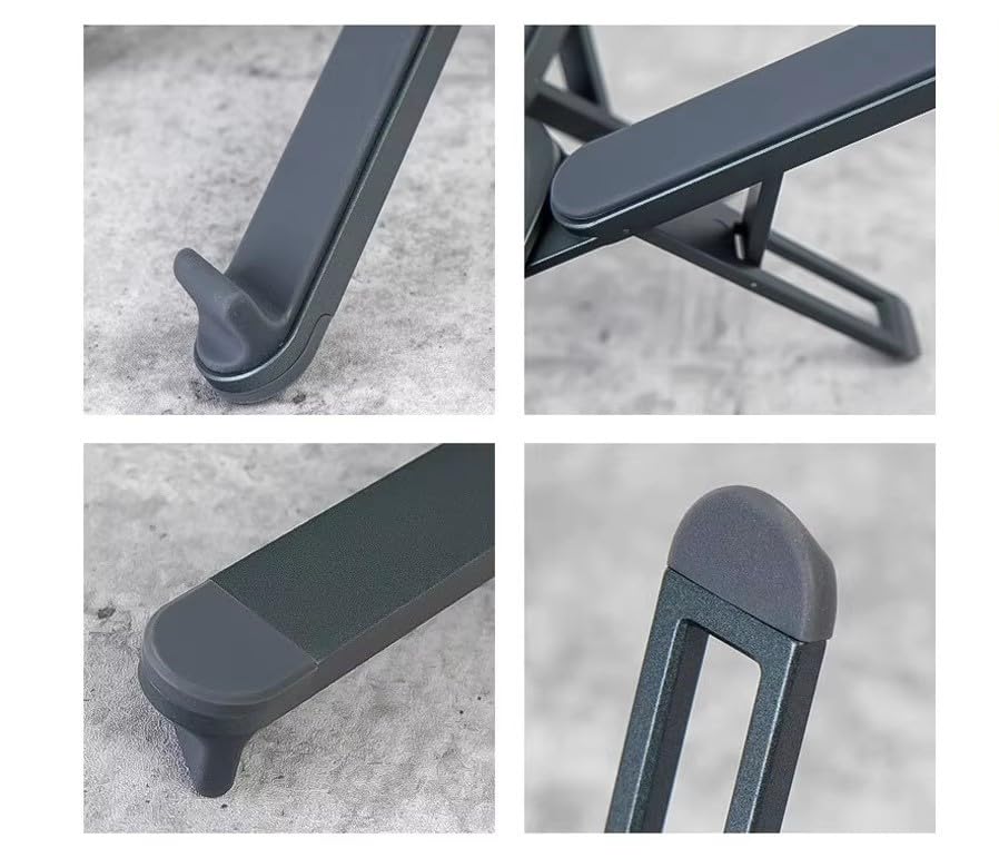 Foldable & Portable Laptop Stand for Desk, Light Weight Alloy Silicon, Ergonomic Aluminum Riser with 7 Adjustable Heights, Compatible with Laptop 10-16' and Tablet - color: meteoric lime