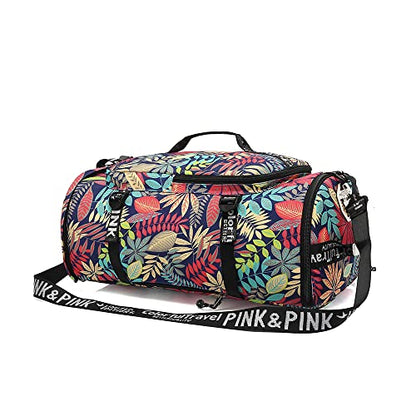 Kalesi Gym Duffle Bag Backpack 4-Way Waterproof with Shoes Compartment for travel Sport Hiking laptop - color: Floral-bright