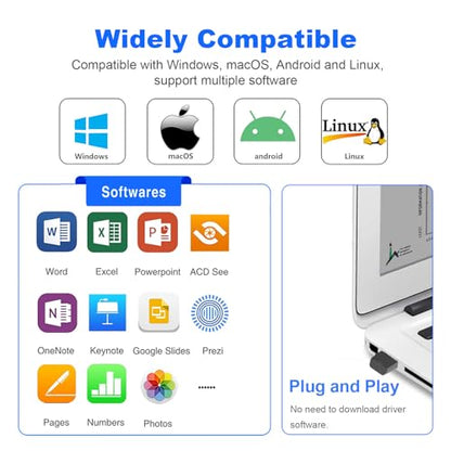 Norwii Wireless Presentation Clicker, PowerPoint Clicker with Laser Pointer | Presentation Remote for PowerPoint Presentations, Plug & Play USB Slide Advancer, Compatible with Mac/Windows/Linux/Android - color: Black