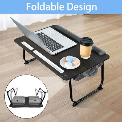 Laptop Lap Desk, Lap & Bed Desk with Adjustable Cushion, Fit up to 17" Laptop Stand for Couch/Sofa/Floor, Computer Tray Table for Adults, with Foldable Legs,Wrist Rest, Tablet & Phone Holder