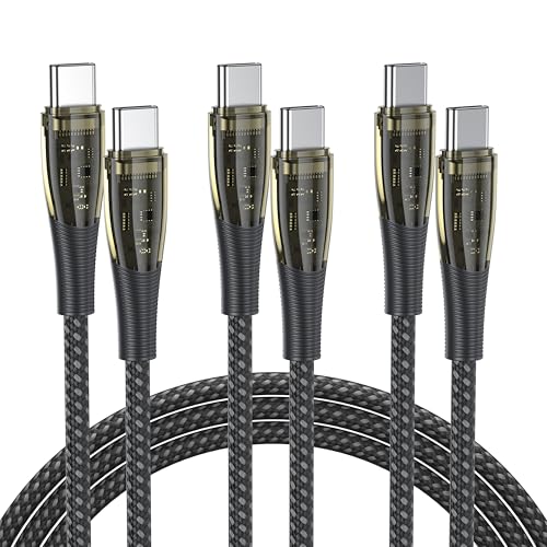 BENFEI 100W USB C to USB C Cable [3-Pack 3.3 Feet], Transparent Fast Charging Cable for iPhone 17/16/15 Pro Max/Plus, iPad, MacBook, Samsung Galaxy S25/S24/S23, Google Pixel
