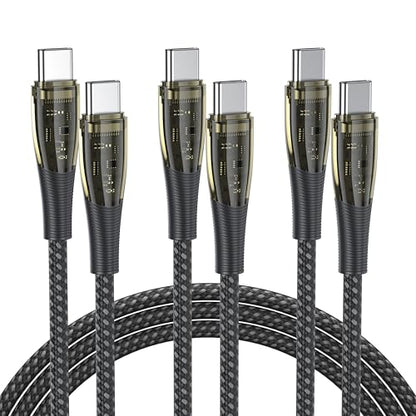 BENFEI 100W USB C to USB C Cable [3-Pack 3.3 Feet], Transparent Fast Charging Cable for iPhone 17/16/15 Pro Max/Plus, iPad, MacBook, Samsung Galaxy S25/S24/S23, Google Pixel
