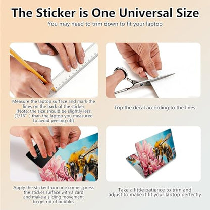 Laptop Skin Sticker Decal 15.6 Inch,12 13 13.3 14 15 15.6 in Laptop Netbook Skins for Notebook,Art Decal Removable Waterproof Scratch Resistant,Universal Vinyl Cover,Bee Pink Floral - color: Bee Pink Floral
