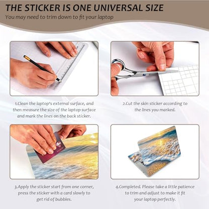 Laptop Skin 12.1-15.6 inch Removable Universal Reusable Laptop Sticker Decal,Waterproof No Residue Vinyl Cover,Scratch-Resistant Cuttable Full Wrap Sticker for Notebook, Golden Beach Sunset Ocean - color: Golden Beach Sunset Ocean