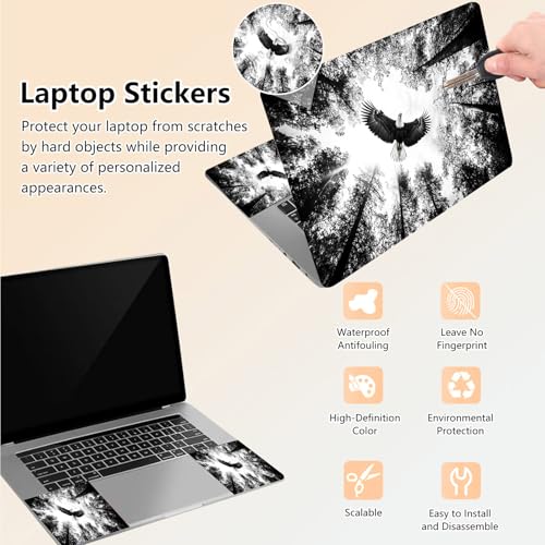 Laptop Skin Sticker Decal 15.6 Inch,12 13 13.3 14 15 15.6 in Laptop Netbook Skins for Notebook,Art Decal Removable Waterproof Scratch Resistant,Universal Vinyl Cover,Forest Eagle Black - color: Forest Eagle Black