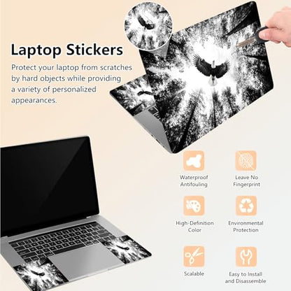 Laptop Skin Sticker Decal 15.6 Inch,12 13 13.3 14 15 15.6 in Laptop Netbook Skins for Notebook,Art Decal Removable Waterproof Scratch Resistant,Universal Vinyl Cover,Forest Eagle Black - color: Forest Eagle Black