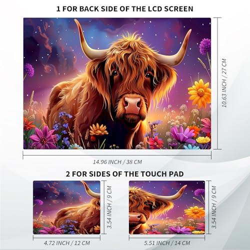 Universal Laptop Skin, DIY Cut-to-Fit Vinyl Cover Compatible with HP, Dell, Lenovo, Mac (13.3" to 15.6"), Anti-Scratch, No Residue & Bubble-Free Protective Decal Sticker, Highland Cow Night Sky - color: Highland Cow Night Sky
