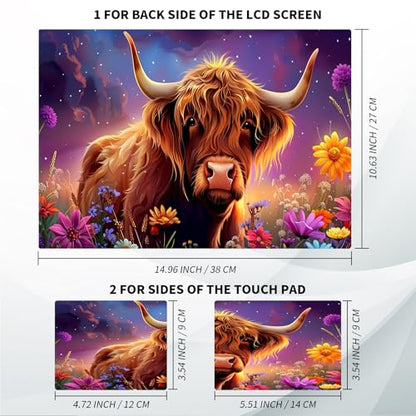 Universal Laptop Skin, DIY Cut-to-Fit Vinyl Cover Compatible with HP, Dell, Lenovo, Mac (13.3" to 15.6"), Anti-Scratch, No Residue & Bubble-Free Protective Decal Sticker, Highland Cow Night Sky - color: Highland Cow Night Sky