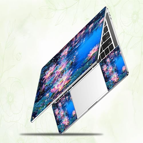 Laptop Skin Sticker Decal, Universal Reusable Vinyl Laptop Cover for 12" 13" 13.3" 14" 15" 15.4" 15.6" Notebook PC, Reusable Waterproof Scratch-Resistant with 2 Wrist Pads,Lotus Art Flowers - color: Lotus Art Flowers