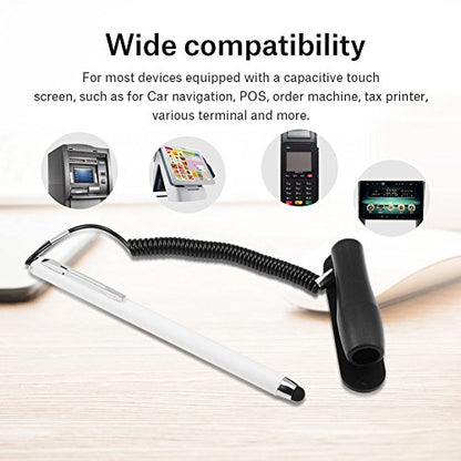 Stylus Pen with Holder and Spring Tether – 6mm Soft Tip Touch Screen Pen for Capacitive Screens, Anti-Loss Stylus with Dock for iPad Android Tablets Laptop Car GPS – No Bluetooth or Battery Needed