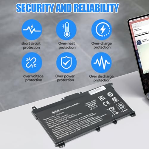 HT03XL L11119-855 Laptop Replacement Battery for HP Pavilion 14-CE 14-CF 14-CM 14-CK 14-DF 14-MA 14Q-CS 15-DA 15-CS 15-CW 15-DA 15-DB 17-by 17-CA HP 240 245 250 255 G7 340 348 G5 L11119-855 - size: 9.49*5.28*1.26inch HT03XL
