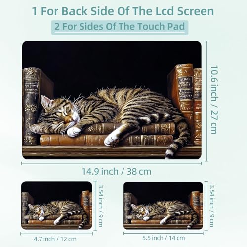 Universal Laptop Skin Decal, 3-Piece Vinyl Protector for 12 13 14 15.6" Notebook, Waterproof Anti-Scratch, Easy Trim & Bubble-Free Finish, Cat Lies on the Shelf - color: Cat Lies on the Shelf