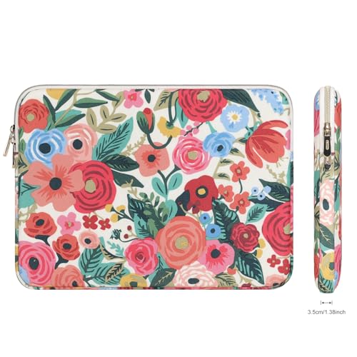DOMISO 14 inch Laptop Case Sleeve Floral-Patterned Protective Cover Compatible with MacBook Air 15 M4 M3 M2,MacBook Pro,14-15 inch HP Dell Lenovo ASUS Chromebook,Computer Bag,Rose - color: Rose, size: 14 inch
