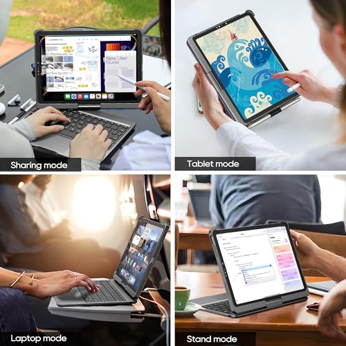 Keyboard Case iPad 10th 11th, Pro 11", Air 11" (M2-M4), (5th 4th Gen) Gray | Pekarejue 360° Rotatable, Trackpad, Backlit, Pencil Holder, Fit iPad A16, Air 11/10.9 inch, Pro 11" (1st-4th Gen, 2022-2018) - color: Space Gray, size: iPad 11th/10th Gen,Air 11/
