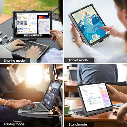 Keyboard Case iPad 10th 11th, Pro 11", Air 11" (M2-M4), (5th 4th Gen) Gray | Pekarejue 360° Rotatable, Trackpad, Backlit, Pencil Holder, Fit iPad A16, Air 11/10.9 inch, Pro 11" (1st-4th Gen, 2022-2018) - color: Space Gray, size: iPad 11th/10th Gen,Air 11/