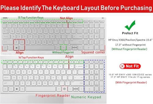 Keyboard Protector Skin Cover Compatible with HP Pavilion 15.6" Series/HP 15.6 Touchscreen Laptop 15-BS020WM/15.6" HP Pavilion x360 Series/15.6" HP Envy x360 Series/17.3" HP Pavilion Series -Rainbow - color: Rainbow