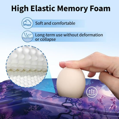 YIWEI Ergonomic Mouse Pad with Wrist Rest for Carpal Tunnel Pain Relief | Memory Foam Wrist Support,Non-Slip Rubber Base, Keyboard Computer Mousepad,Lycra Cloth Surface,Gaming Home Office - color: Moonlit Night