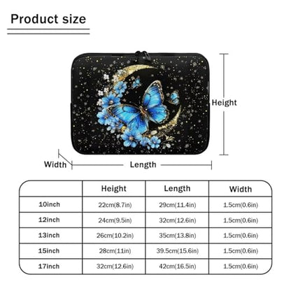 Blue Butterfly Moon 10 Inch Girls Women Laptop Sleeve Bag Computer Cover Zipper Tablet Carrying Case Protective Notebook Sleeves Briefcase Handbag for Travel/Business/School - color: Blue Butterfly Moon, size: 10 Inch
