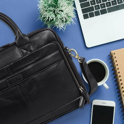 TRISKY Leather Laptop Bag - color: Black, size: 16 inches