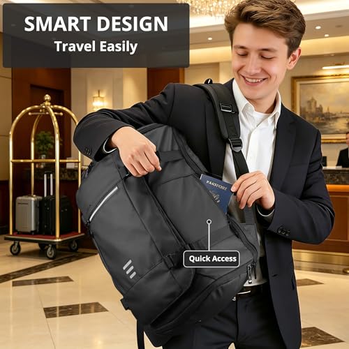 Flight Approved Travel Backpack for Men Women Large Lightweight Carry-on Laptop Backpack 30L Business Backpack Water-Resistant Rucksack Fits 17.3 inch Laptop for College Work Travel with a Small Bag