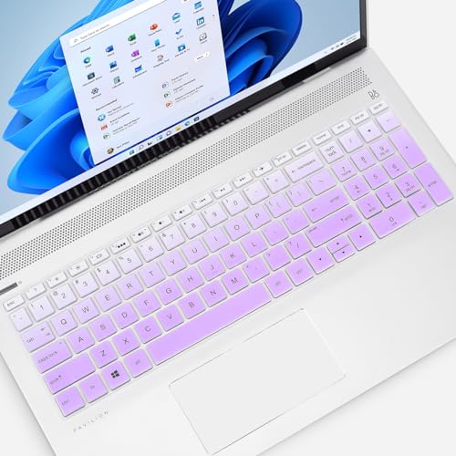 Keyboard Cover for HP Laptop 15-db 15-dw 15-dy 15-da 15-ef 15-bs/bw 15-ef 15t 15z 15.6" 15-db0011dx 15-dy1043dx/dy1051wm 15-dw0037wm/dw1083wm 15-ef1001ds, HP 17-by/bs/ca 17.3 Keyboard Cover, Purple - color: Ombre Purple