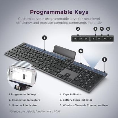 Lenovo 700 Modern Wireless Keyboard, 2.4 GHz Dongle & Dual Bluetooth Connection, AES-128 Encryption, 36 Month Battery Life, Luna Grey - size: Keyboard