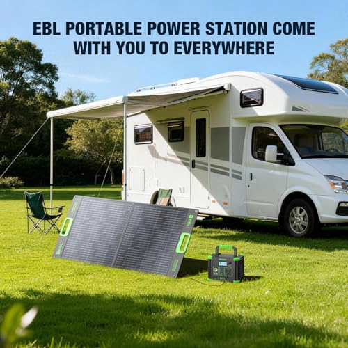EBL Portable Power Station 288.6Wh 330W Solar Generator For Camping | Solar Generator with 330W AC Outlet, SOS LED Light, Wireless Charging Backup Battery for Camping, Outdoor, Home Blackout, RV