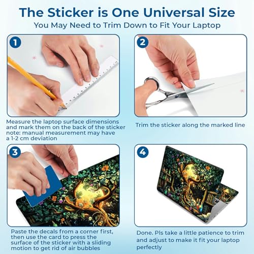 Reusable Universal Laptop Skin Sticker, Cut to Fit for 11.6–15.6 Inch Laptops, Waterproof Protective Film, No-Residue - Magic Tree - color: Magic Tree