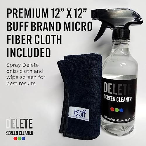 Delete Screen Cleaner 16oz Spray Bottle | Premium Streak-Free, Alcohol & Ammonia-Free Solution for All Devices | Gentle, Odorless & Easy to Use | Improves Visibility & Longevity of Screens - style: 1 Pack, 16oz